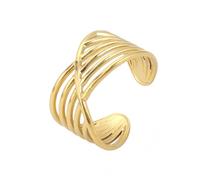TEAMER Minimalist Wide Twisted Geometric Ring Size Adjustable Multilayer Geometric Ring Boho Statement Ring with Multiple Layers Hiphop Punk Party Jewellery, Gemstone, No Gemstone