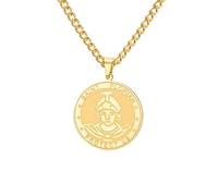 TEAMER Saint Florian Prayer Necklace Patron Saint of Firefighters and Soldiers Pendant Protective Amulet Religious Jewellery for Women and Men, 25*25mm, Stainless Steel, No Gemstone