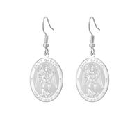 TEAMER Saint Gabriel Dangle Earrings Guardian Blessing Hope & Protection St. Gabriel Archangel Earrings Amulet Religious Jewelry For Women, 20*26mm, Stainless Steel, No Gemstone