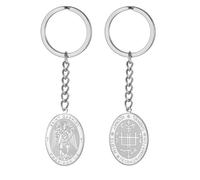 TEAMER Saint Gabriel Keychain Guardian Blessing Hope & Protection St. Gabriel Archangel Keychain Religious Jewelry For Women, Silver, 20*26mm