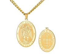 TEAMER Saint Gabriel Necklace Guardian Blessing Hope and Protection St. Gabriel Archangel Medal Necklace Amulet Religious Jewelry For Women, Adjustable, Stainless Steel, No Gemstone