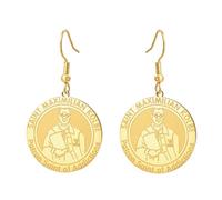 TEAMER Saint Maximilian Kolbe Pendant Earring Patron Saint of Addictions Jewellery Stainless Steel Amulet Inspired by the Catholic Faith for Men and Women, 25*27MM, Stainless Steel, No Gemstone
