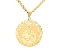 TEAMER Saint Maximilian Kolbe Pendant Necklace Patron Saint of Addictions Jewellery Stainless Steel Amulet Inspired by Catholic Faith for Men and Women, 25*27mm, Stainless Steel, No Gemstone