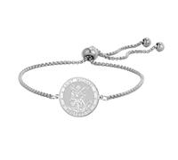 TEAMER Saint Michael Bracelet Stainless Steel Adjustable St. Michael Bracelet The Great Protector Archangel Amulet Religious Jewelry For Women, 20*20mm, Stainless Steel, no gemstone