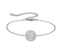 TEAMER Saint Michael Bracelet Stainless Steel Adjustable St. Michael Bracelet The Great Protector Archangel Amulet Religious Jewelry For Women, 20*20mm, Stainless Steel, no gemstone