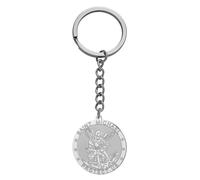 TEAMER Saint Michael Keychain Stainless Steel Religious St. Michael Keychain The Great Protector Archangel Amulet Keyring, Silver, 25*27mm