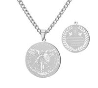 TEAMER Saint Michael Necklace Stainless Steel St. Michael The Great Protector Archangel Amulet Necklace Religious Jewelry For Women, Adjustable, Stainless Steel, No Gemstone