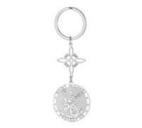 TEAMER Saint Michael Witch Knot Keychain The Great Protector Archangel Amulet Keychain Double Amulet Protection Jewelry, Silver, 19.7*23.2mm/25*27mm