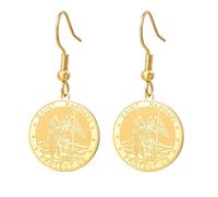 TEAMER Saint Raphael Dangle Earrings Archangel of Healing & Protection St. Raphael Earrings Amulet Religious Jewelry For Women, 25*25mm, Stainless Steel, No Gemstone