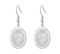 TEAMER Saint Raphael Earrings Archangel of Healing & Protection St. Raphael Dangle Earrings Amulet Religious Jewelry For Women, 20*26mm, Stainless Steel, No Gemstone
