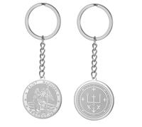 TEAMER Saint Raphael Keychain Archangel of Healing & Protection St. Raphael Keychain Amulet Religious Jewelry For Women, Silver, 25*25mm