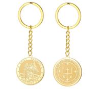 TEAMER Saint Raphael Keychain Archangel of Healing & Protection St. Raphael Keychain Amulet Religious Jewelry For Women, Gold, 25*25mm