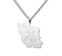 TEAMER Stainless Steel Iran Map Pendant Necklace With Persian Calligraphy Iranian Heritage & Pride Patriotic Jewelry For Women Men, 28*30mm, Stainless Steel, No Gemstone