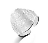 TEAMER Stainless Steel Salomon Pentagram Ring Magnifying Tetragrammaton Ring Amulet Solomon Jewellery for Women Men, Vergrößerbarer, Stainless Steel, No Gemstone