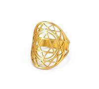 TEAMER Star of David Ring Stainless Steel Adjustable Vintage Finger Ring Jewish Magen Amulet Jewelry For Women (Style 1 - Gold, Adjustable)