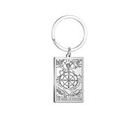TEAMER Tarot Cards Keychains Stainless Steel Vintage Amulet Wiccan Keyring for Keys Cars Bags, Stainless Steel, unknow