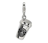 TEAMER Trendy Rhodium Plated 3D Coffee Cup Floating Lobster Clasp Charm Jewelry for Coffee Lovers