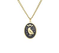 TEAMER Triple Moon Raven Necklace for Men and Women | pagan witch, witchcraft, occult, crow, black virgin, mother old man, wicca, gothic jewellery
