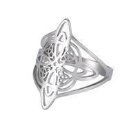 TEAMER Witches Knot Ring - Stainless Steel Celtic Amulet Vintage Jewelry For Women, 6 UK, Stainless Steel, unknow