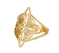 TEAMER Witches Knot Ring - Stainless Steel Celtic Amulet Vintage Jewelry For Women, 8 UK, Stainless Steel, unknow