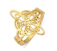 TEAMER Witches Knot Ring - Stainless Steel Celtic Amulet Vintage Knot Ring Wicca Protection Jewelry For Women, Stainless Steel, unknow