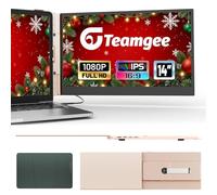 Teamgee 14.1" laptop screen extender FHD 1080P Rose Gold Portable Monitor, Ultra-Thin & Lightweight Second Display for Travel, Work, and Gaming, Plug & Play for Mac/Windows/Android/Dex