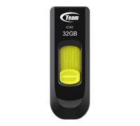 Teamgroup 32GB C141 Capless Retractable Black/Yellow USB Drive, UK Seller