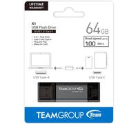 Teamgroup 64GB X1 USB3.2 Gen 1 Dual Flash drive, TypeA and Type C, UK Seller