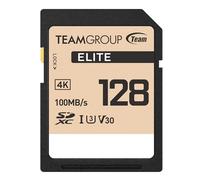 TEAMGROUP Elite 128GB UHS-I U3 V30 UHD Read Speed up to 100MB/s SDXC High Speed 4K Memory Card Compatible with Canon Sony Nikon Panasonic FUJIFILM Digital Camera TESDXC128GIV3069
