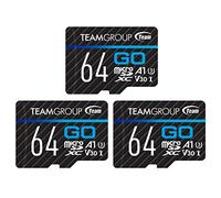TEAMGROUP GO Card 64GB x 3 Pack MicroSDXC UHS-I U3 V30 4K for Action Cameras & Drone High Speed Flash Memory Card with Adapter for Outdoor Sports&Vlog, 4K Shooting,GoPro&Insta360&DJI TGUSDX64GU362