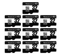 TEAMGROUP Micro 32GB x 10 Pack UHS-I U1 Class 10 SDHC SDXC Read Speed up to 100MB/s High Speed Flash Meomry Card with Adapter for Camera, Surveillance, Full HD Shooting TUSDH32GCL10U66
