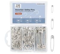 TEAMIOULING 150 PCS Safety Pins Assorted, 3 Sizes Silver Safety Pins for Clothes, Large and Small Safety Pin Bulk, Safety Pin Heavy Duty for Crafts, Pinning and Sewing