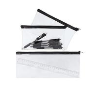 TEAMIOULING 3 Pcs Clear Pencil Case for Exams, Transparent See Through Exam Pencil Cases with Zipper, Large Long Clear Pencil Cases to Fit 30cm Ruler,Clearing Pencilcase Multipack for School Office