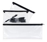 TEAMIOULING 3 Pcs Clear Pencil Case, Transparent See Through Exam Pencil Cases with Zipper, 32cm Clear Pencil Cases to Fit 30cm Ruler,Clearing Pencilcase Multipack for School Office