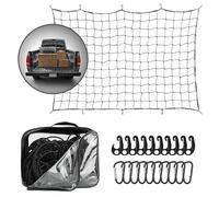 TeamObsidian Van Storage Cargo Net - Bungee Netting with Hooks for Boot, Campervan, Motorcycle, or Trailer - Heavy Duty Car Ceiling Nets - 1.2m x 1.8m (4' x 6')