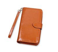 TEAMOT Leather Women Long Oil Wax Wallet Big Capacity Hasp Purse Ladies Long Wristlet Clutch Coin Card Holders,5
