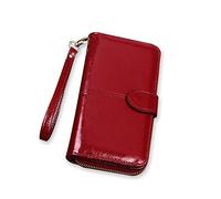 TEAMOT Leather Women Long Oil Wax Wallet Big Capacity Hasp Purse Ladies Long Wristlet Clutch Coin Card Holders,6