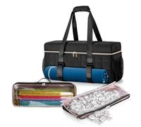 Teamoy 3 Pcs American Mahjong Bag, American Mahjong Set Organiser with Tiles and Racks & Pushers Pounch, American Mahjong Tile Set Holde with Game Mat Magic Tape, Black（Bag ONLY）