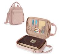Teamoy Bible Cover Case with Shoulder Strap, Large Capcity Book Carrying Case with Bookmark Blet，Multi-Pockets Bible Book Tote Bag for Women, Pink