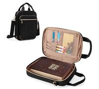 Teamoy Bible Cover Case with Shoulder Strap, Large Capcity Book Carrying Case with Bookmark Blet，Multi-Pockets Bible Book Tote Bag for Women, Black