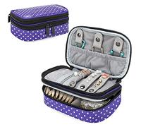 Teamoy Jewellery Box Organiser, Jewelry Travel Case, Jewelry & Accessories Holder Organizer for Necklace, Earrings, Rings, Watch and More, Purple Dots