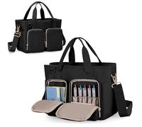 Teamoy Large Capacity Journal Supplies Storage Case School Supplies Organizer with Detachable Strap Shoulder for Books, IPad, Journal Supplies, Black