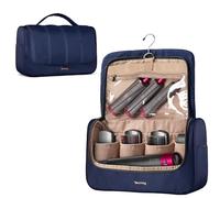 Teamoy Padded Travel Storage Bag Compatible with Dyson Airwrap Styler and Attachments, Portable Travel Organiser for Airwrap Multi-Styler, Long Barrel, Dark Blue