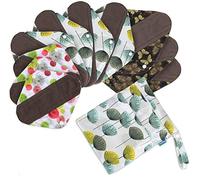 Teamoy Reusable Sanitary Pads(Pack of 10) for Women, with Wet Dry Bag, Washable Bamboo Sanitary Towels (3pcs × 20cm + 4pcs × 25.4cm + 3pcs × 29.5cm)