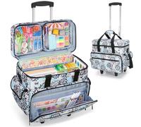 Teamoy Rolling Scrapbook Bag with Detachable Wheels, Craft Bag with Wheels for Scrapbook and Art Storage, Art Supplies Organizer Bag with Bottom Wooden Pad for Artist Crafter Teacher, Dandelion