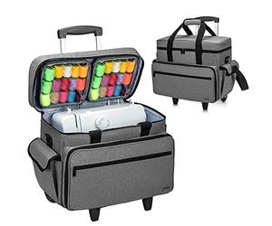 Teamoy Rolling Sewing Machine Case with Detachable Trolley, Grey | Sewing Machine Trolley Bag with Bottom Wood Pad, Large Capacity Carrying Case for Most Standard Sewing Machine