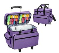 Teamoy Rolling Sewing Machine Case with Detachable Trolley, Purple