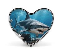 Teampunk Fis Fashion Heart Brooch Pins Lightweight Enamel Lapel Pin for Women Men, Hat Bag Jacket Clothing Accessory Jewelry Gift, Tiger shark, Love form