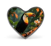 Teampunk Fis Fashion Heart Brooch Pins Lightweight Enamel Lapel Pin for Women Men, Hat Bag Jacket Clothing Accessory Jewelry Gift, Toucan on the tree, Love form