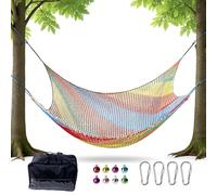TeamSky Climbing Cargo Net,3x3 meters Double-Layer Heavy-Duty Playground Safety Swing Hammock Net Net for Playground Treehouse Backyard Outdoor Adventures (Colorful)